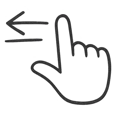 a hand with an extended index finger swiping left, motion lines indicating leftward movement sticker