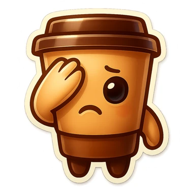Tall coffee cup, face palm sticker