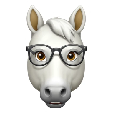 white horse face body with glasse sticker