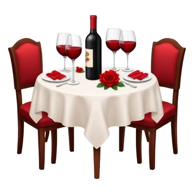  romantic table set for two with roses and red wine sticker