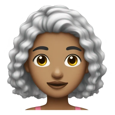 Girl with light skin and black hair slightly wavy who is doing skincare sticker
