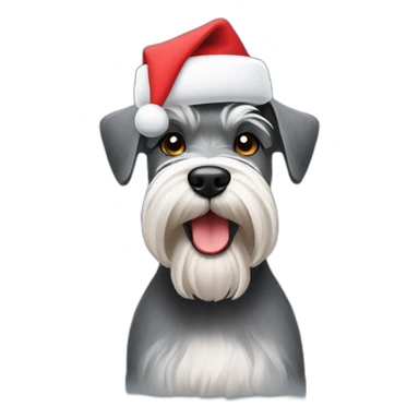 Schnauzer in a Christmas hat sticker