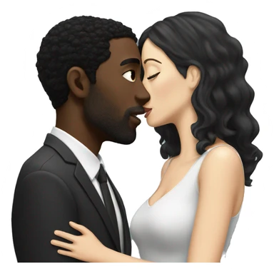 Black man and white women with black hair kissing sticker