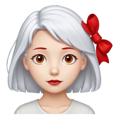  girl with white\ hair and red color hairclip sticker