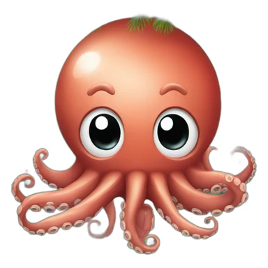 Octopus by a christmas tree sticker