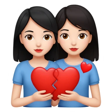 2 girls that have a heart one hair black the other brown  sticker