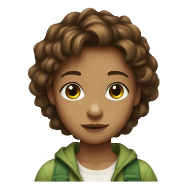 A girl with brwn hair and eyes, in love with a light skin, light brown hair, green mixed with brown eyes, litle bold boy sticker
