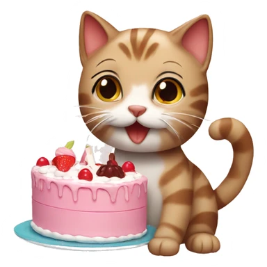 A cute cat eating cake sticker