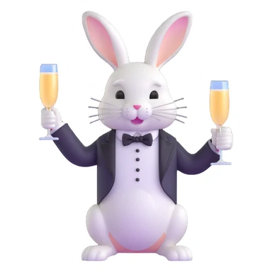 sophisticated bunny in tuxedo holding champagne flute sticker