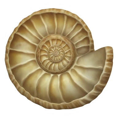 An ammonite shell with a face  sticker