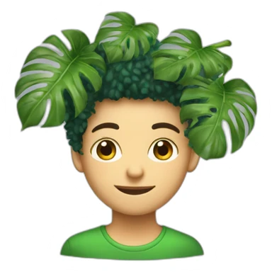 Young student with monstera deliciosa hair sticker
