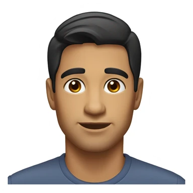 A head and shoulders shot of a 30 year old Latino man, with short black hair,   with brown eyes wearing a t-shirt. sticker