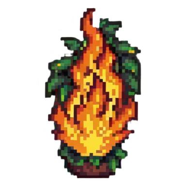 bush with fire flames engulfing it sticker