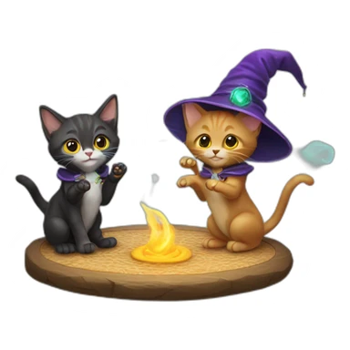 Two kittens wizards cast a spell sticker