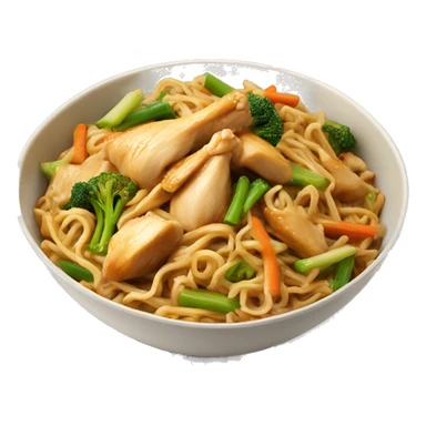 chicken lo mein with veggies in bowl sticker