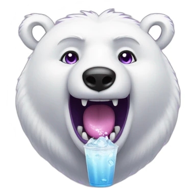 Happy Male Anthro polar bear purple eyes, drinking soda sticker
