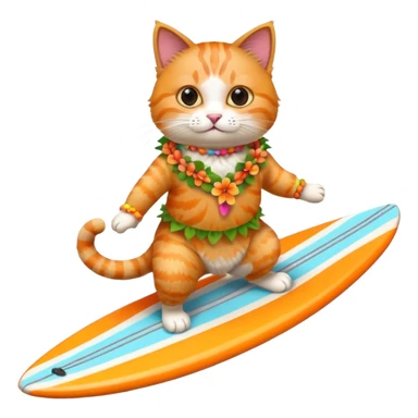 cat surfing in hawaian costum sticker