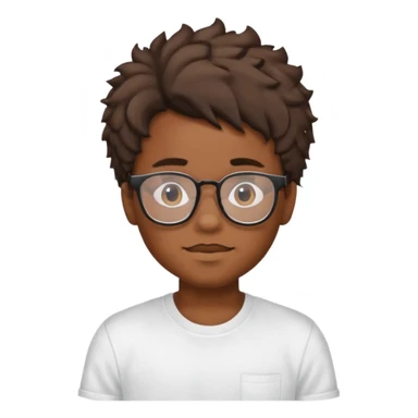 a black boy with a ondulado hair and a white t shirt and lentes  sticker
