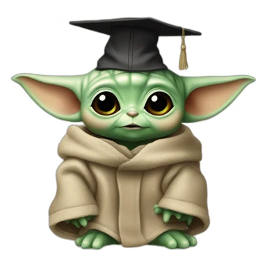 baby yoda with a mortarboard sticker
