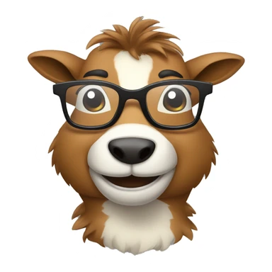 happy smart smiling brown chamois with glasses turn to left sticker
