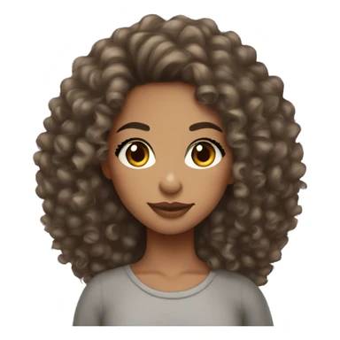 Lightskin girl with curly hair with lashes sticker