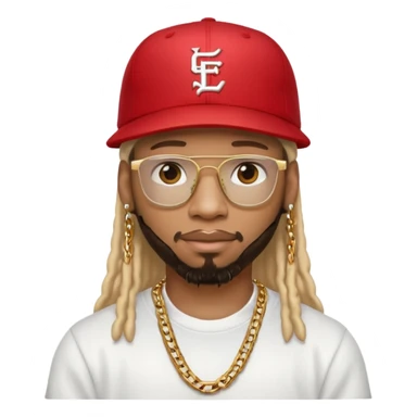 Lil jon with red baseball hat, white t shirt and gold chain  sticker