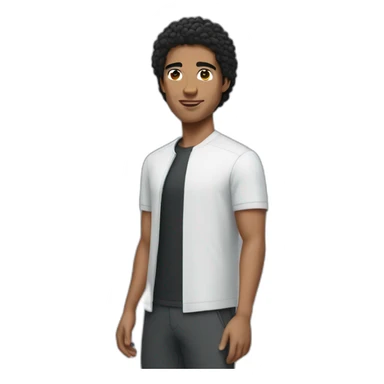 A Guy with black hair wearing Nike tech  sticker