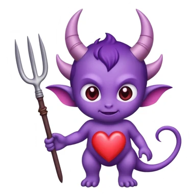 adorable baby demon with a tiny pitchfork and heart-shaped tail sticker
