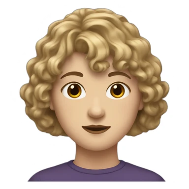 face of nonbinary white person with dark blonde wavy bob and straight bangs sticker
