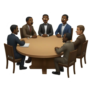 6 men sitting at a round table sticker
