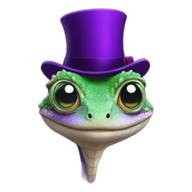 lizard with purple hat with monocle in star shape sticker