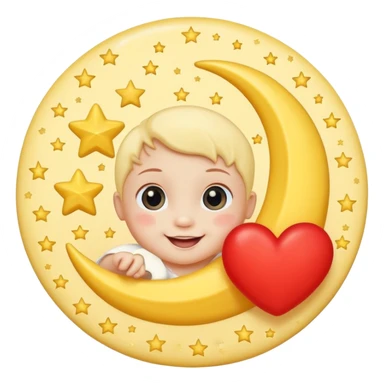 Baby butter stick with moon and stars and a red heart sticker