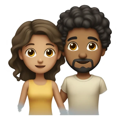 boy with black hair and goatee holding girl with long brown hair and light brown skin sticker