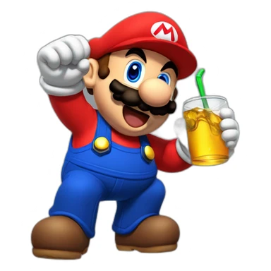 Mario drinking red bull sticker