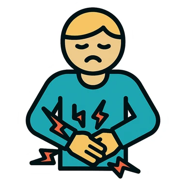 A person with stomach ache sticker