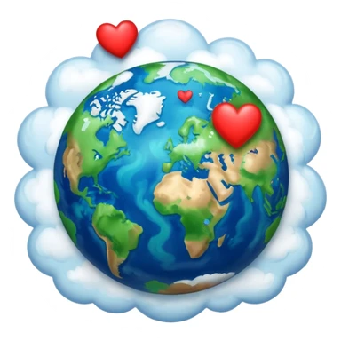 an earth with hearts around it sticker