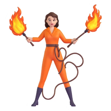 woman with a flaming whip sticker