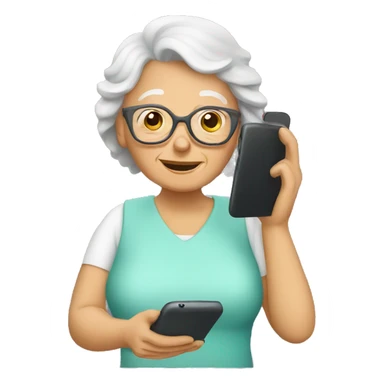 grandma using phone sticker
