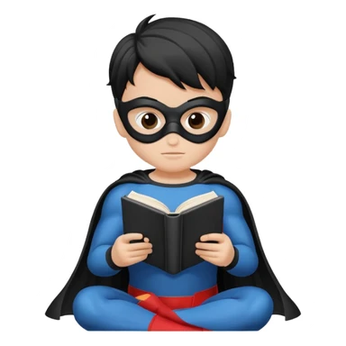 Superhero kid reading a book lineart sticker