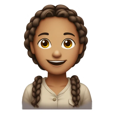 girl with brown eyes, brown braids, long ish eyelashes sticking out her tongue to the side and smiling sticker