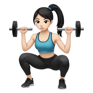 Women with long black ponytail doing a squat with no weights sticker