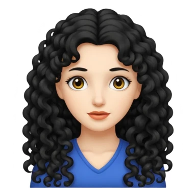 White woman with black long curly hair sticker