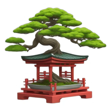 bonsai tree intertwined with torii gate sticker