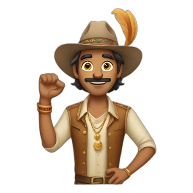 sassy indian man raising a hat with a cat claw sticker