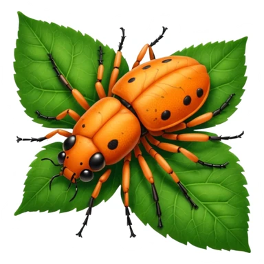  cute orange bug on leaf sticker