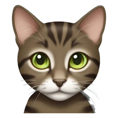 Dark brown female European tabby kitty with light green eyes  sticker