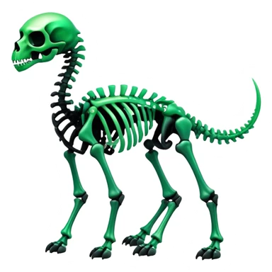 A black and green gradient epic shiny cool edgy skeletal animal, full body sticker