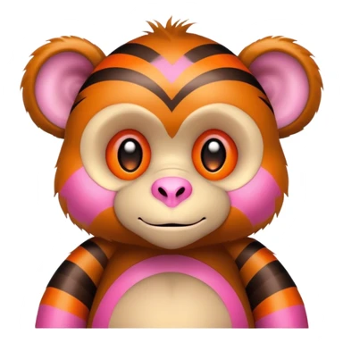 Monkey teddy bear with pink and orange stripes  sticker