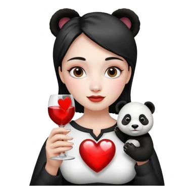 Glass lady panda holding a glass hear in the right bottom  sticker