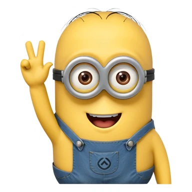minion waving emoji, cute and expressive sticker